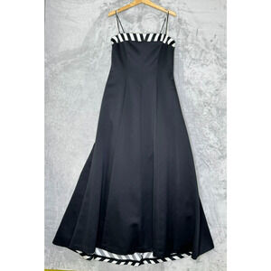 Victor Costa Elegant Black Dress with White Accents